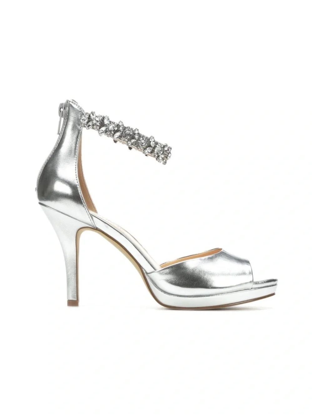 Badgley Mischka Silver Jeweled Heels 6.5